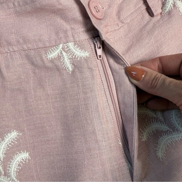 NWT Elie Tahari Womens Linen Blend Pants Wide Leg Embroidered Soft Mauve Size 2 - Picture 9 of 11